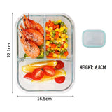 High Borosilicate Glass Food Container Storage - 1040ML 3 Compartment