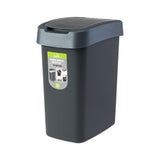 Double Opening Lid Black Trash Bin