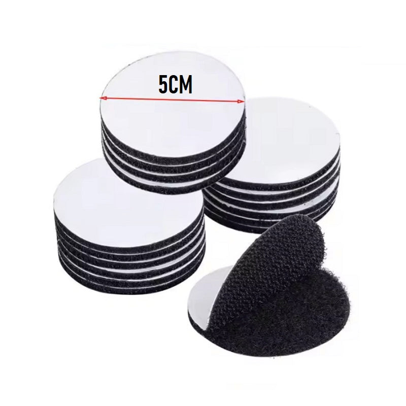 Adhesive Hook and Loop Patch Round 5cm - Bundle of 10
