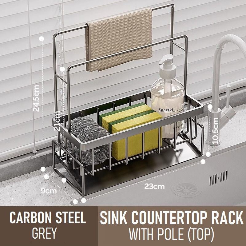 Multi-Purpose Kitchen Sponge Holder with Top Towel Rack
