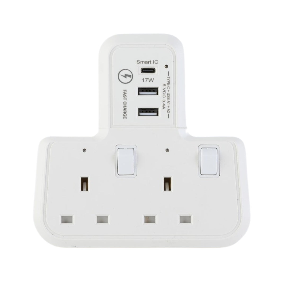 Morries MS202USBCTSA T-Shape 2Way Adapter with 2 USB + 1 USB-C