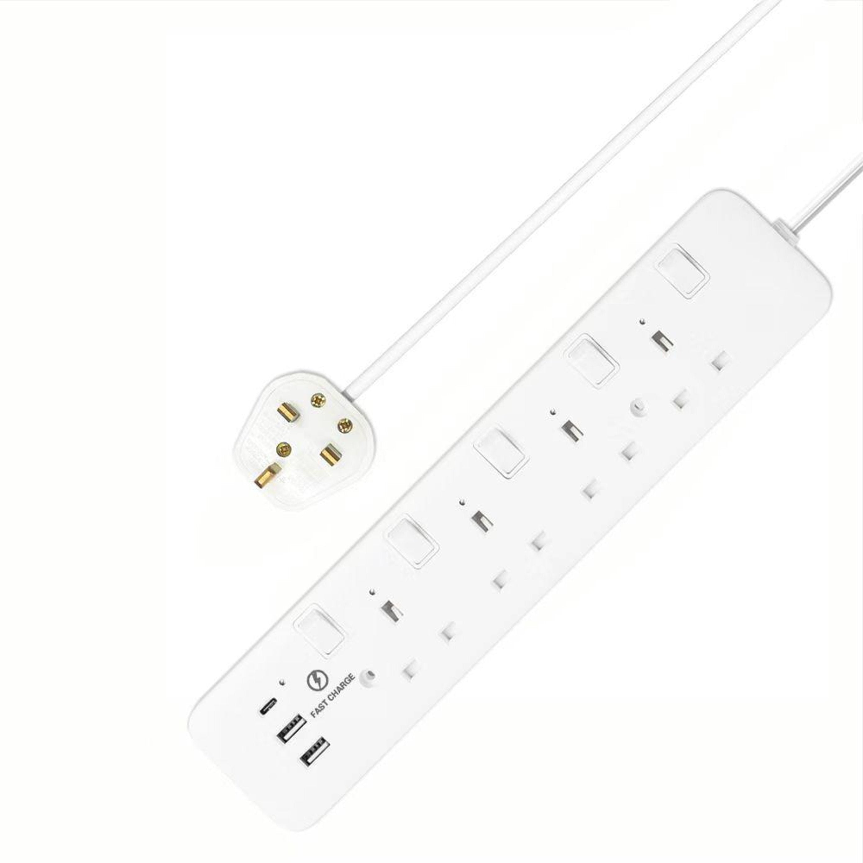 Morries MS4W2U1C 4-Way 3M Extension Cord With 2 USB + 1 TYPE C