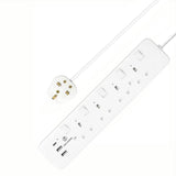 Morries MS4W2U1C 4-Way 3M Extension Cord With 2 USB + 1 TYPE C