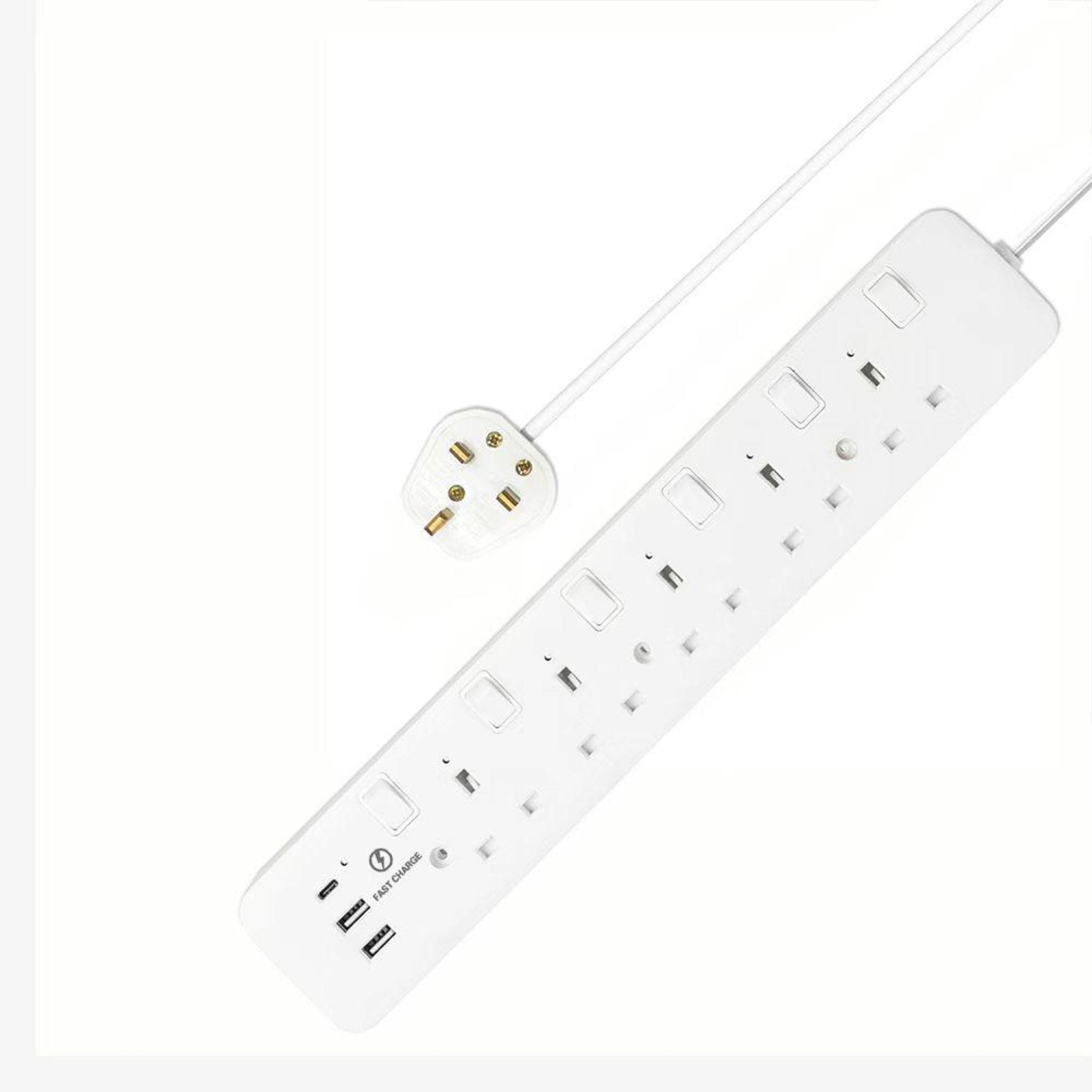 Morries MS5W2U1C 5-Way 3M Extension Cord With 2 USB + 1 TYPE C