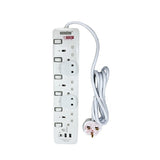 Morries MS5W2U1C 5-Way 3M Extension Cord With 2 USB + 1 TYPE C